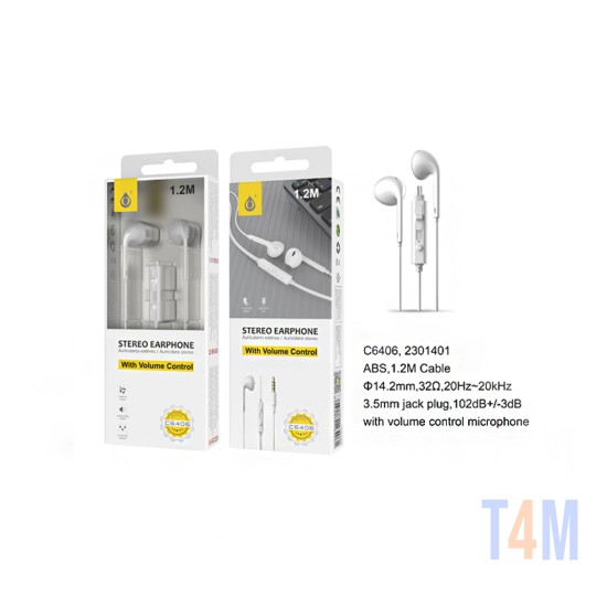 ONEPLUS EARPHONES C6406 BL WITH MICROPHONE 1.2M WHITE
